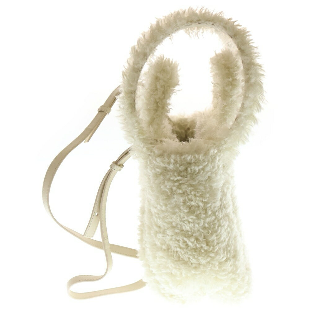 BALENCIAGA Leather Fur Shoulder Bag White - Picture 3 of 6